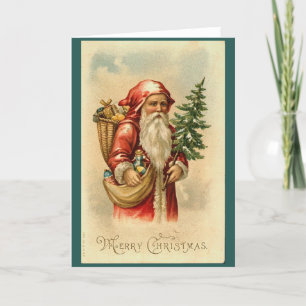 Tarjeta Festiva Navidades retro de la época victoriana