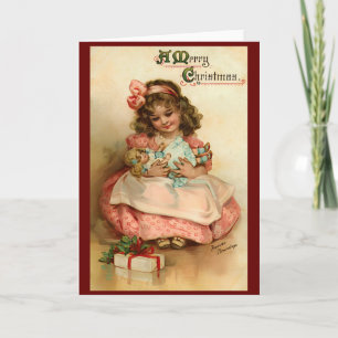 Tarjeta Festiva Navidades retro de la época victoriana