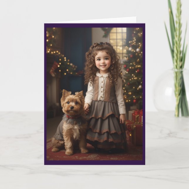 Tarjeta Festiva Navidades retro de la época victoriana (Anverso)