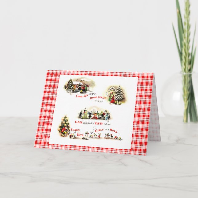 Tarjeta Festiva Navidades retro de los años 1940 (Anverso)