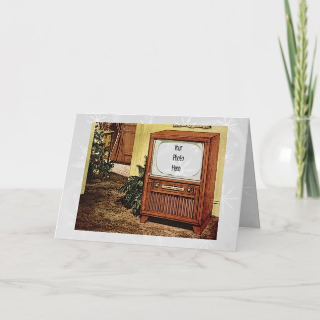 Tarjeta Festiva Navidades retro de los años 50 TV (Anverso)
