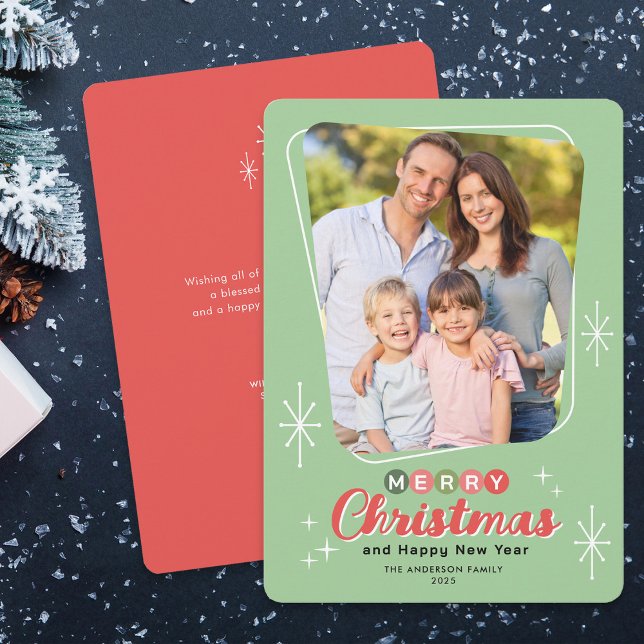 Tarjeta Festiva Navidades retro de mensajes modernos (Subido por el creador)