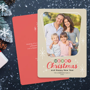 Tarjeta Festiva Navidades retro de mensajes modernos