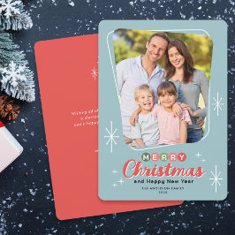 Tarjeta Festiva Navidades retro de mensajes modernos