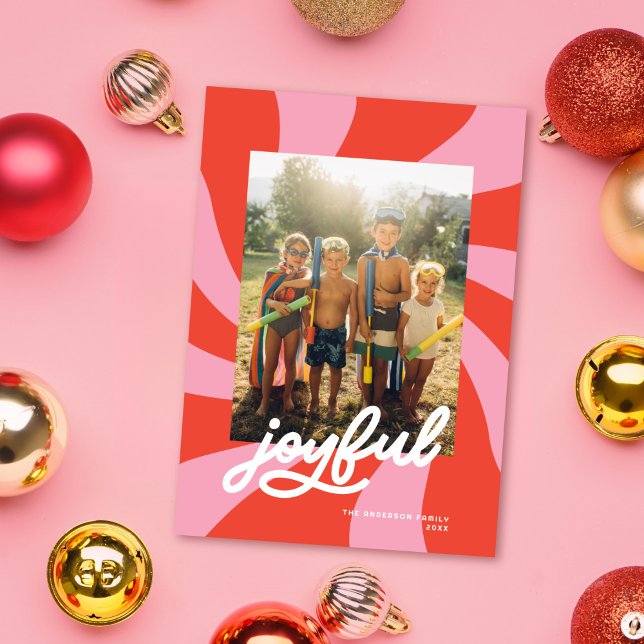 Tarjeta Festiva Navidades Retro De Onda Mod Fotografía Roja Rosa (Subido por el creador)