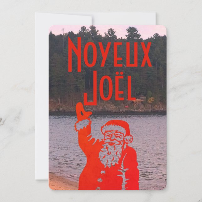 Tarjeta Festiva Navidades retro de Quebec de los años 70 saludando (Anverso)