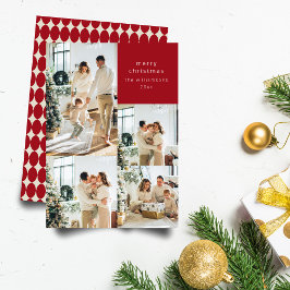 Tarjeta Festiva Navidades Retro de Red Baubles de varios Collages 