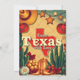 Tarjeta Festiva Navidades retro de Texas con amor