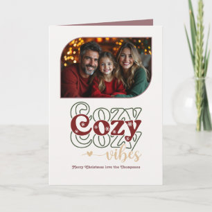 Tarjeta Festiva Navidades retro de vibración Noel acogedor Vibes