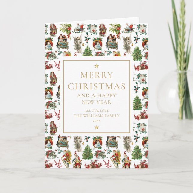 Tarjeta Festiva Navidades Retro de Vintage (Anverso)