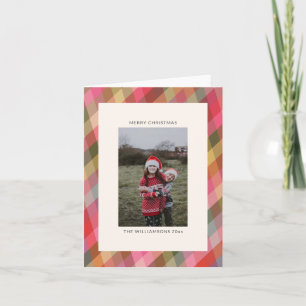 Tarjeta Festiva Navidades retro en diagonal roban foto en blanco