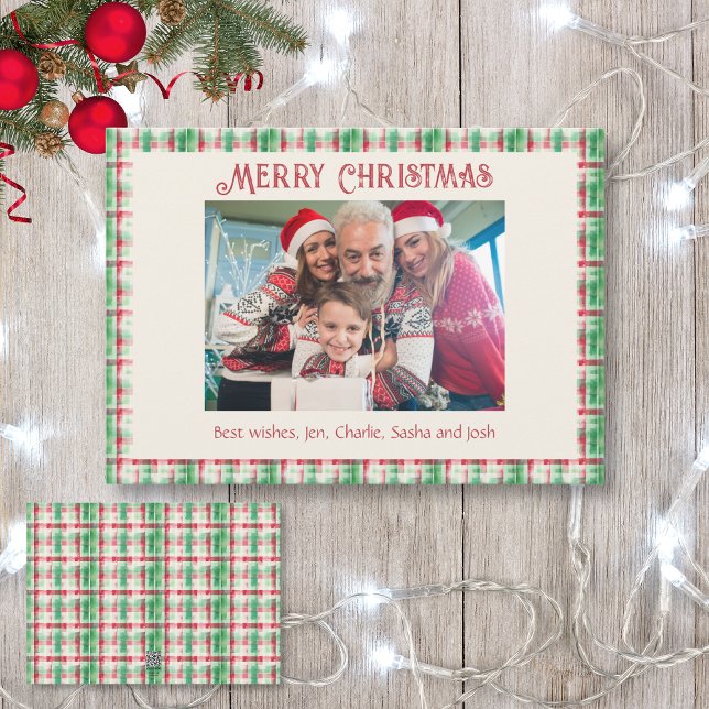 Tarjeta Festiva Navidades retro foto de la familia roja y verde (Subido por el creador)