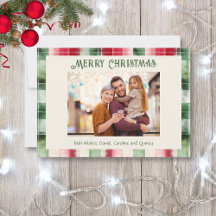 Navidades retro foto de la familia roja y verde