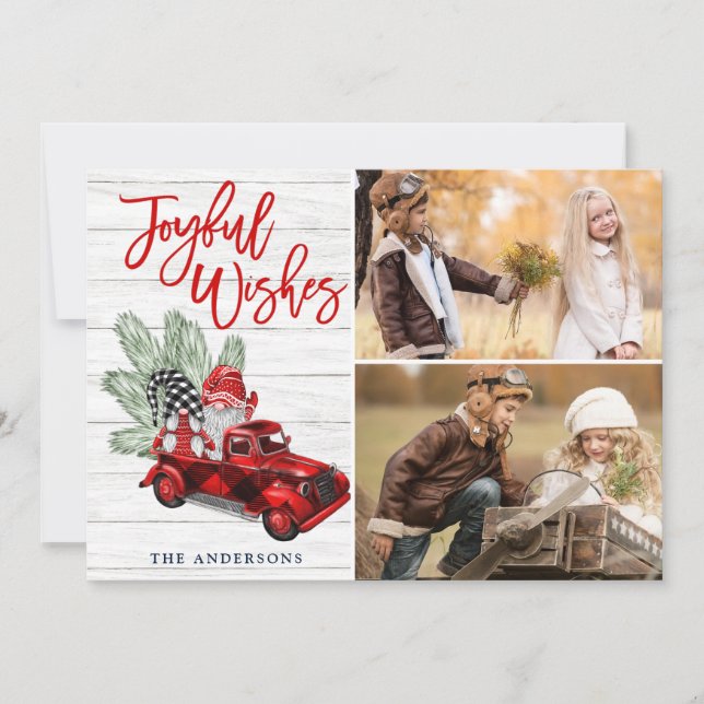 Tarjeta Festiva Navidades Retro Joyful Wien Camión Rojo 2 FOTO (Anverso)