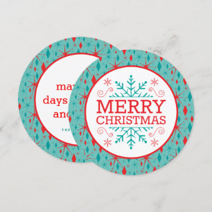 Tarjeta Festiva Navidades Retro Mid Century Starburst y Diamonds
