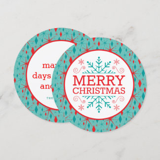 Tarjeta Festiva Navidades Retro Mid Century Starburst y Diamonds