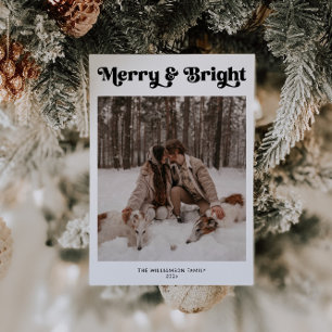 Tarjeta Festiva Navidades retro mínimos de una foto