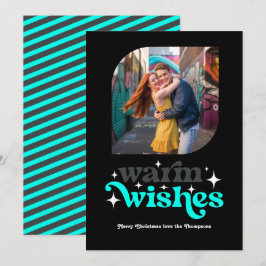 Tarjeta Festiva Navidades retro modernos de carbón vegetal y Aqua