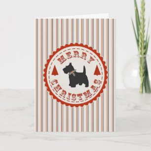 Tarjeta Festiva Navidades retro Personalizado de perro de terror e