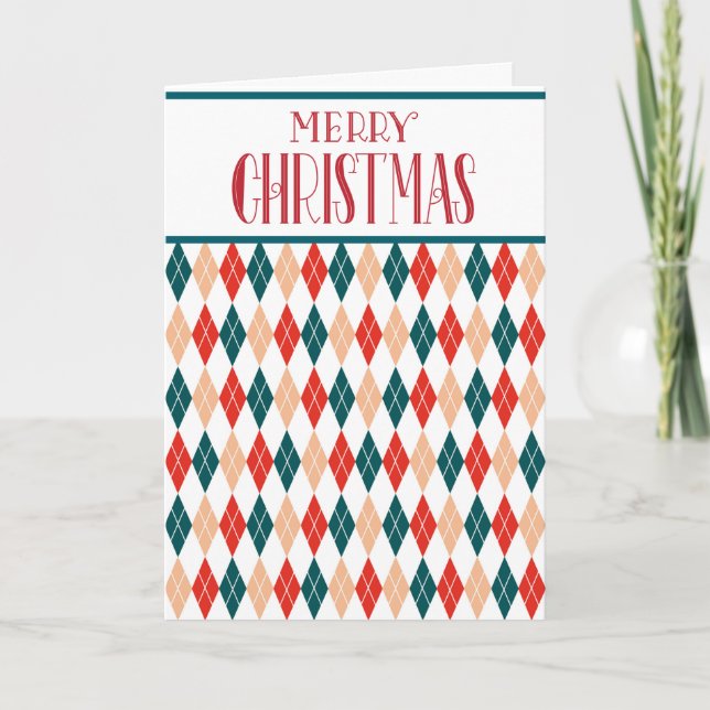 Tarjeta Festiva Navidades Retro Personalizados Colocación de Diama (Anverso)