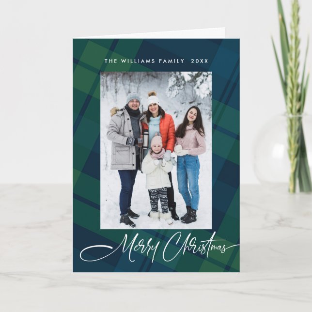 Tarjeta Festiva Navidades retro recibieron 2 saludo fotográfico (Anverso)