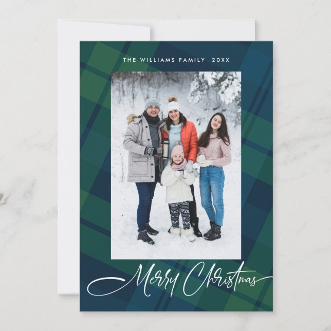 Tarjeta Festiva Navidades retro recibieron 5 saludo fotográfico (Anverso)