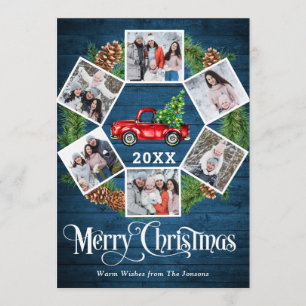Tarjeta Festiva Navidades Retro Red Farm Truck Saludo 6 FOTO