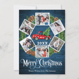 Tarjeta Festiva Navidades Retro Red Farm Truck Saludo 6 FOTO