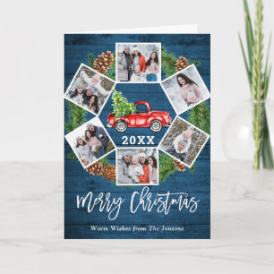 Tarjeta Festiva Navidades Retro Red Farm Truck Saludo 6 FOTO