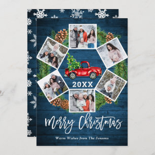 Tarjeta Festiva Navidades Retro Red Farm Truck Saludo 6 FOTO