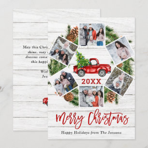 Tarjeta Festiva Navidades Retro Red Farm Truck Saludo 6 FOTO