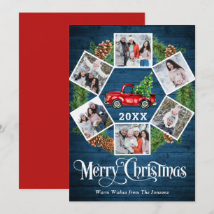 Tarjeta Festiva Navidades Retro Red Farm Truck Saludo 6 FOTO