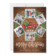 Navidades Retro Red Farm Truck Saludo 6 FOTO