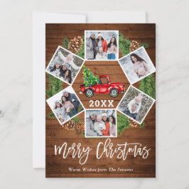 Tarjeta Festiva Navidades Retro Red Farm Truck Saludo 6 FOTO