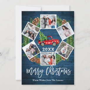 Tarjeta Festiva Navidades Retro Red Farm Truck Saludo 6 FOTO