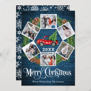 Tarjeta Festiva Navidades Retro Red Farm Truck Saludo 6 FOTO