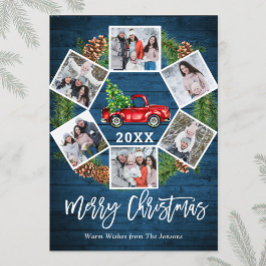 Tarjeta Festiva Navidades Retro Red Farm Truck Saludo 6 FOTO