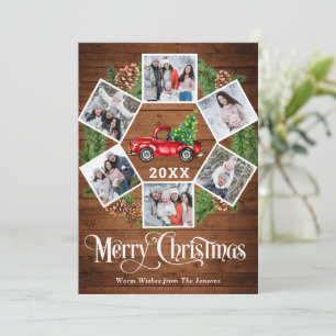 Tarjeta Festiva Navidades Retro Red Farm Truck Saludo 6 FOTO