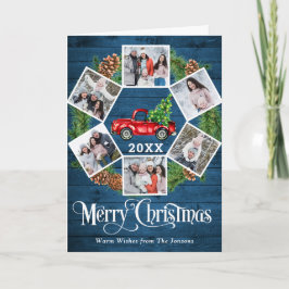 Tarjeta Festiva Navidades Retro Red Farm Truck Saludo 6 FOTO