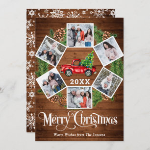 Tarjeta Festiva Navidades Retro Red Farm Truck Saludo 6 FOTO