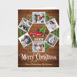 Tarjeta Festiva Navidades Retro Red Farm Truck Saludo 6 FOTO