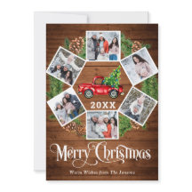 Navidades Retro Red Farm Truck Saludo 6 FOTO