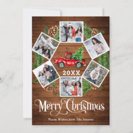 Tarjeta Festiva Navidades Retro Red Farm Truck Saludo 6 FOTO