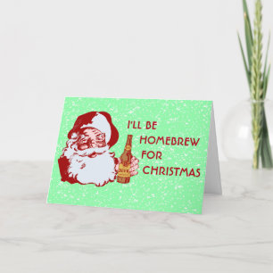 Tarjeta Festiva Navidades Retro Santa Claus Beer Homebrew