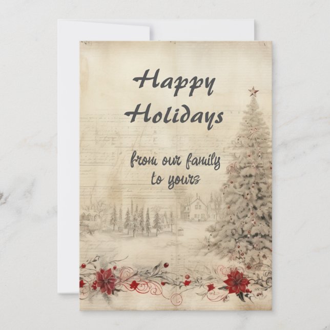 Tarjeta Festiva Navidades retro Shabby Chic Snow Scene (Anverso)