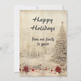 Tarjeta Festiva Navidades retro Shabby Chic Snow Scene