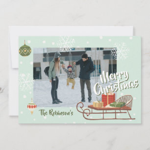 Tarjeta Festiva Navidades retro sleigh Nostalgia del invierno con