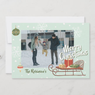 Tarjeta Festiva Navidades retro sleigh Nostalgia del invierno con