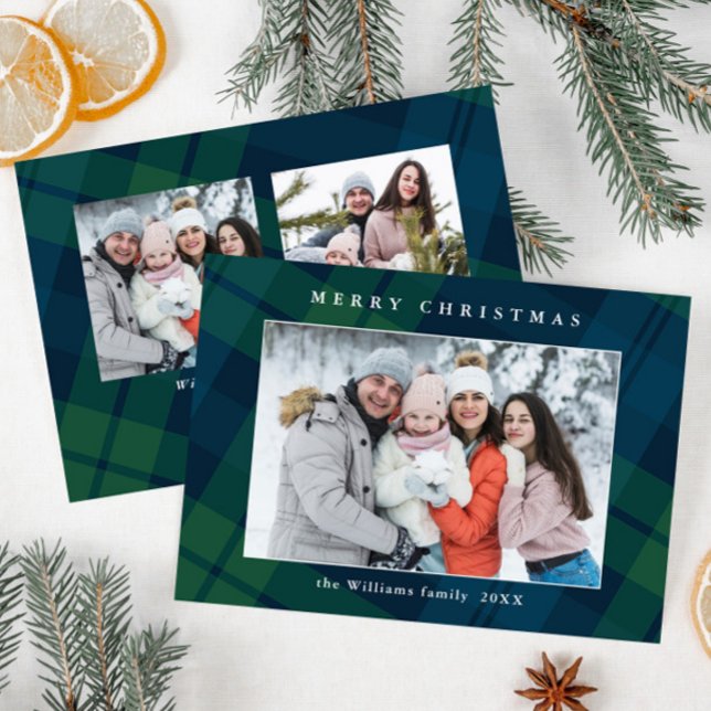 Tarjeta Festiva Navidades retro Tartan Plaid 3 Foto Saludo (Subido por el creador)