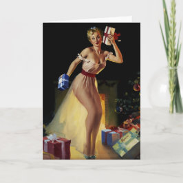 Tarjeta Festiva Navidades Retro Vintage Eve Pinup chica